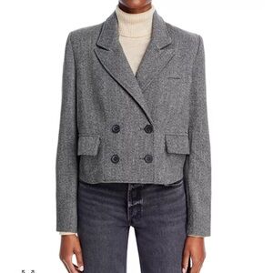Free People Gray Double-Breasted Blazer